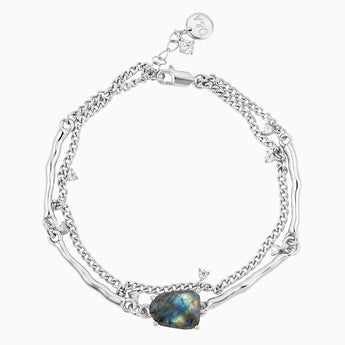Raw Labradorite Layered Bracelet - Wild Vine 925 Sterling Silver Front View