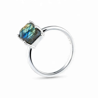 Raw Labradorite Ring - Freeform 925 Sterling Silver Side View