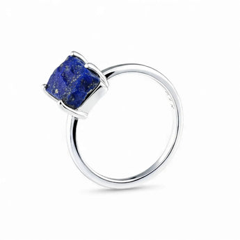Raw Lapis Lazuli Ring - Freeform 925 Sterling Silver Side View