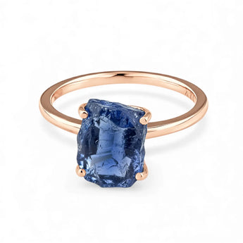 Raw London Blue Topaz Ring - Freeform 18KT Rose Gold Vermeil Front View