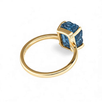 Raw London Blue Topaz Ring - Freeform 18KT Yellow Gold Vermeil Back View