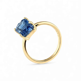Raw London Blue Topaz Ring - Freeform 18KT Yellow Gold Vermeil Side View
