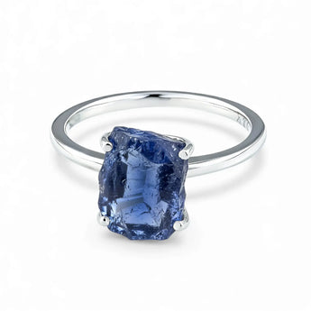 Raw London Blue Topaz Ring - Freeform 925 Sterling Silver Front View