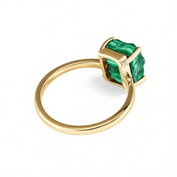 Raw Malachite Ring - Freeform 18KT Yellow Gold Vermeil Back View