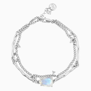 Raw Moonstone Layered Bracelet - Wild Vine 925 Sterling Front View