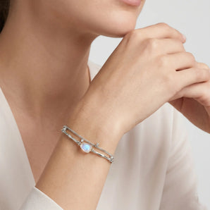Raw Moonstone Layered Bracelet - Wild Vine 925 Sterling Silver Model Shot