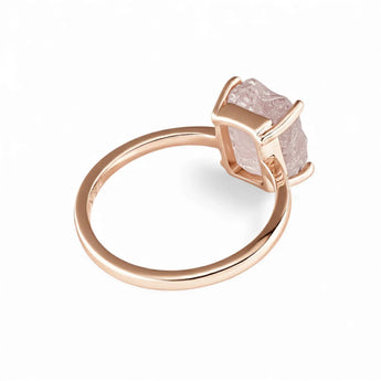 Raw Morganite Ring - Freeform 18KT Rose Gold Vermeil Back View