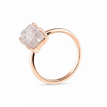 Raw Morganite Ring - Freeform 18KT Rose Gold Vermeil Side View