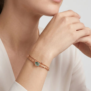 Raw Moss Agate Layered Bracelet - Wild Vine 18KT Rose Gold Vermeil Model Shot