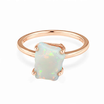 Raw Opal Ring - Freeform 18KT Rose Gold Vermeil Front View