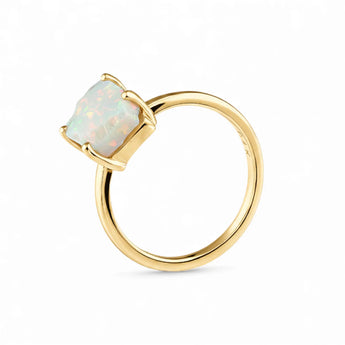 Raw Opal Ring - Freeform 18KT Yellow Gold Vermeil Side View