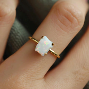 Raw Opal Ring - Freeform 18KT Yellow Gold Vermeil Worn View