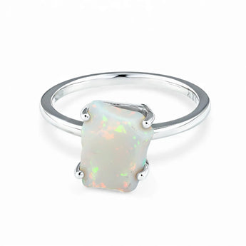 Raw Opal Ring - Freeform 925 Sterling Silver Front View