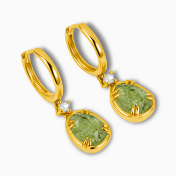 Raw Peridot Huggie Hoop Earrings - Sacred Wrap 18KT Yellow Gold Vermeil Side View