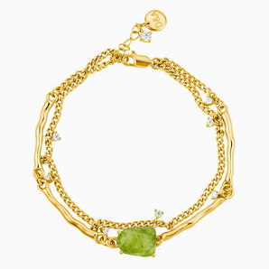 Raw Peridot Layered Bracelet - Wild Vine 18KT Yellow Gold Vermeil Front View