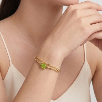Raw Peridot Layered Bracelet - Wild Vine 18KT Yellow Gold Vermeil Model Shot
