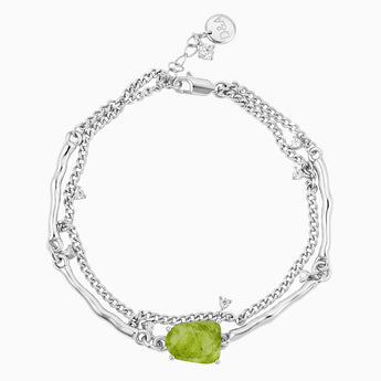 Raw Peridot Layered Bracelet - Wild Vine 925 Sterling Silver Front View
