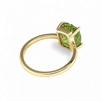 Raw Peridot Ring - Freeform 18KT Yellow Gold Vermeil Back View