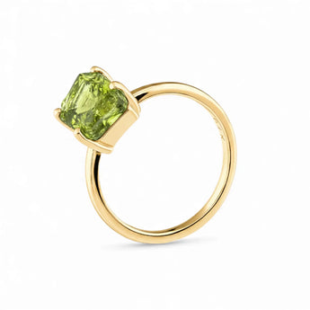 Raw Peridot Ring - Freeform 18KT Yellow Gold Vermeil Side View