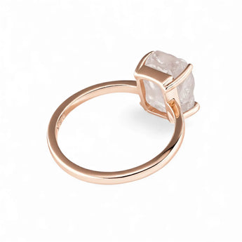 Raw Rose Quartz Ring - Freeform 18KT Rose Gold Vermeil Back View