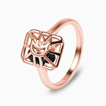 Rectangle Black Onyx Cutout Web Shaker Ring - Lunar Matrix 18KT Rose Gold Vermeil Side View