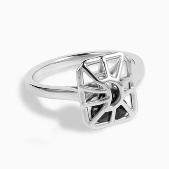 Rectangle Black Onyx Cutout Web Shaker Ring - Lunar Matrix 925 Sterling Front View