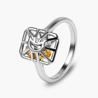 Rectangle Citrine Cutout Web Shaker Ring - Lunar Matrix 925 Sterling Side View