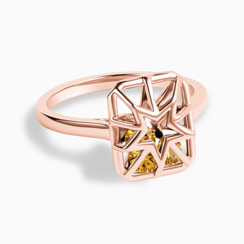 Rectangle Citrine Star Cutout Shaker Ring - Stellar Core 18KT Rose Gold Vermeil Front View