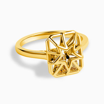 Rectangle Citrine Star Cutout Shaker Ring - Stellar Core 18KT Yellow Gold Vermeil Front View