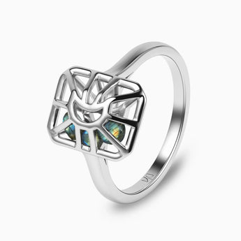 Rectangle Labradorite Cutout Web Shaker Ring - Lunar Matrix 925 Sterling Side View