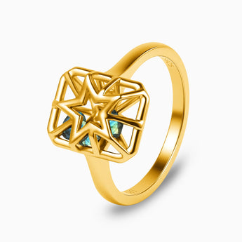 Rectangle Labradorite Star Cutout Shaker Ring - Stellar Core 18KT Yellow Gold Vermeil Side View