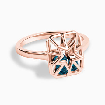 Rectangle London Blue Topaz Star Cutout Shaker Ring - Stellar Core 18KT Rose Gold Vermeil Front View