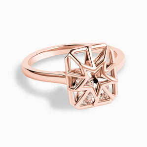 Rectangle Morganite Star Cutout Shaker Ring - Stellar Core 18KT Rose Gold Vermeil Front View