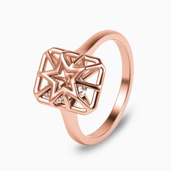 Rectangle Morganite Star Cutout Shaker Ring - Stellar Core 18KT Rose Gold Vermeil Side View
