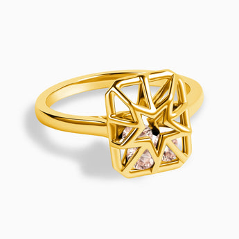 Rectangle Morganite Star Cutout Shaker Ring - Stellar Core 18KT Yellow Gold Vermeil Front View