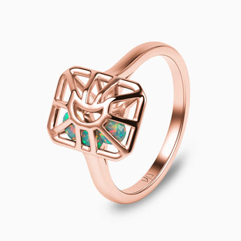 Rectangle Opal Cutout Web Shaker Ring - Lunar Matrix 18KT Rose Gold Vermeil Side View