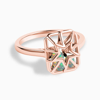 Rectangle Opal Star Cutout Shaker Ring - Stellar Core 18KT Rose Gold Vermeil Front View