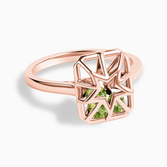 Rectangle Peridot Star Cutout Shaker Ring - Stellar Core 18KT Rose Gold Vermeil Front View