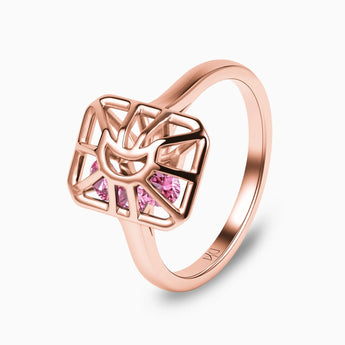 Rectangle Pink Tourmaline Cutout Web Shaker Ring - Lunar Matrix 18KT Rose Gold Vermeil Side View