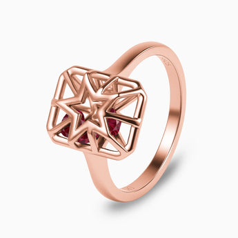 Rectangle Ruby Star Cutout Shaker Ring - Stellar Core 18KT Rose Gold Vermeil Side View