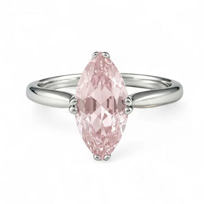 Rose Quartz Marquise Ring - Silent Glow 925 Sterling Silver Front View