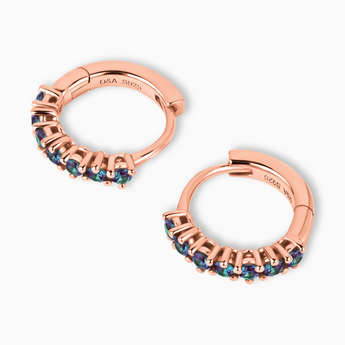 Round Alexandrite Huggie Hoop Earrings - Hushed 18KT Rose Gold Vermeil Overhead View