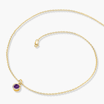 Round Amethyst Bezel Necklace - Elara 18KT Yellow Gold Vermeil Side View