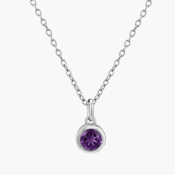 Round Amethyst Bezel Necklace - Elara 925 Sterling Front View
