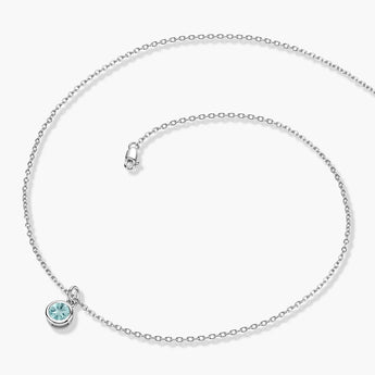 Round Aquamarine Bezel Necklace - Elara 925 Sterling Side View
