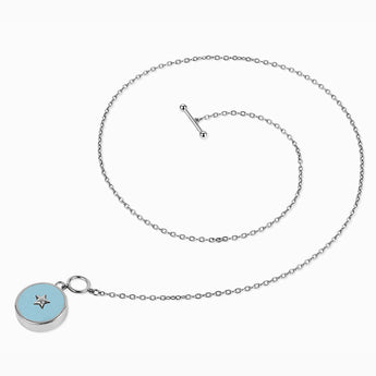 Round Aquamarine Toggle Clasp Necklace - Inner Star 925 Sterling Side View