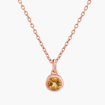 Round Citrine Bezel Necklace - Elara 18KT Rose Gold Vermeil Front View