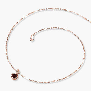 Round Garnet Bezel Necklace - Elara 18KT Rose Gold Vermeil Side View