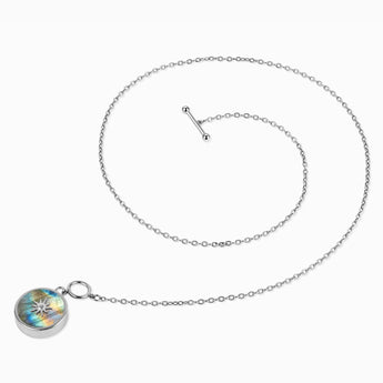 Round Labradorite Toggle Clasp Necklace - Inner Sun 925 Sterling Side View