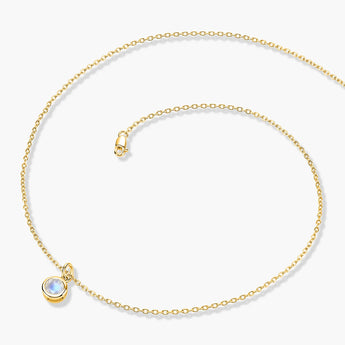 Round Moonstone Bezel Necklace - Elara 18KT Yellow Gold Vermeil Side View